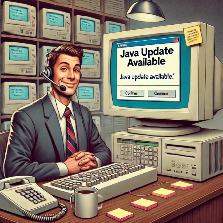 hilarious reality of working with outdated tech, rejecting Java updates, and making calls like a pro.